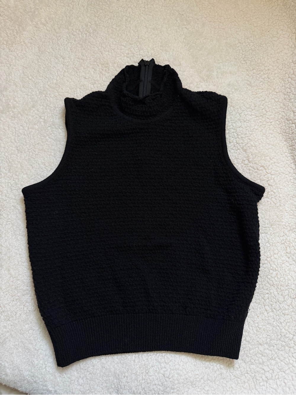 St. John Black Sleeveless Turtleneck Knit Sweater